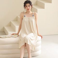 Big Yards M-5XL Sexy Spaghetti Strap Women Nightgowns Cotton Night Dress Casual Home Dress Night Shirt Sleepwear Nightwear 4XL