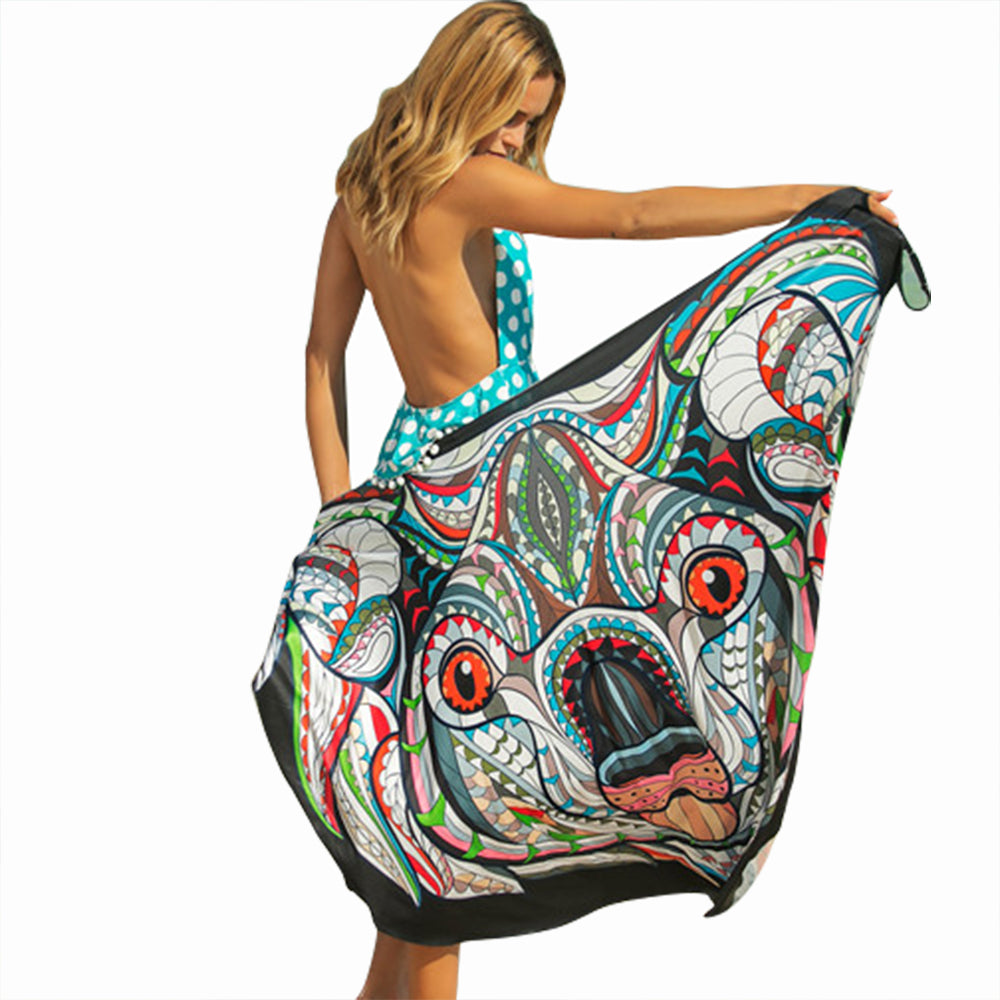 Ladies Fashion Stretch Printed Large Size One Piece Home Furnishing Dress