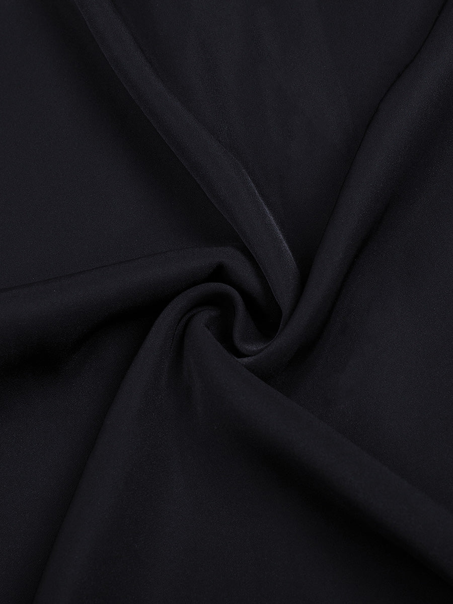 Black Sheer Elegant Chiffon Skirt Ruffled Dress