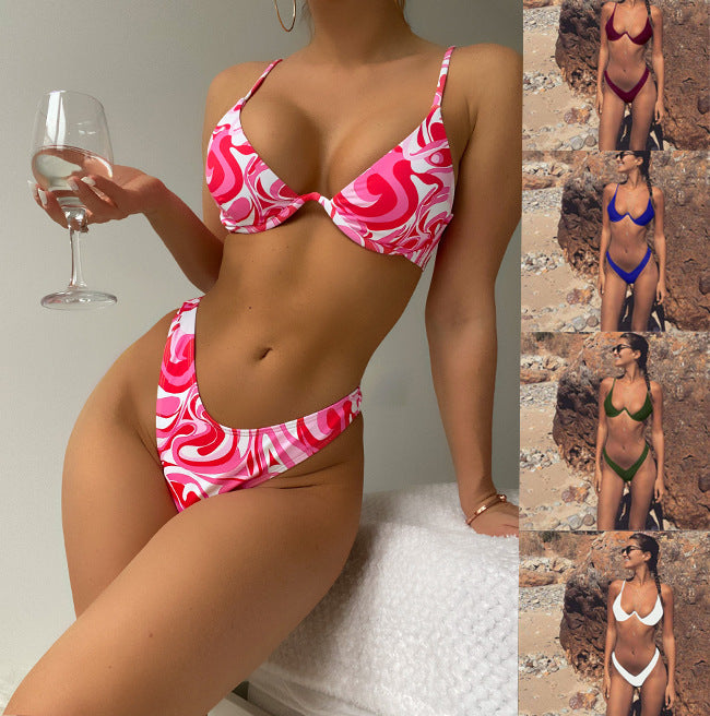 New push up underwire split bikini swimsuit