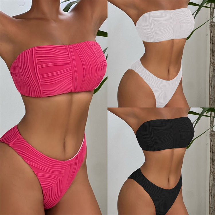 Three-dimensional striped fabric bikini