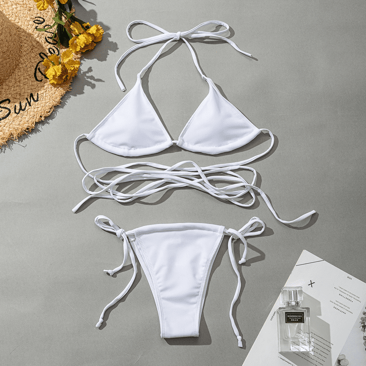 European and American fashion strap triangle bag split bikini swimsuit