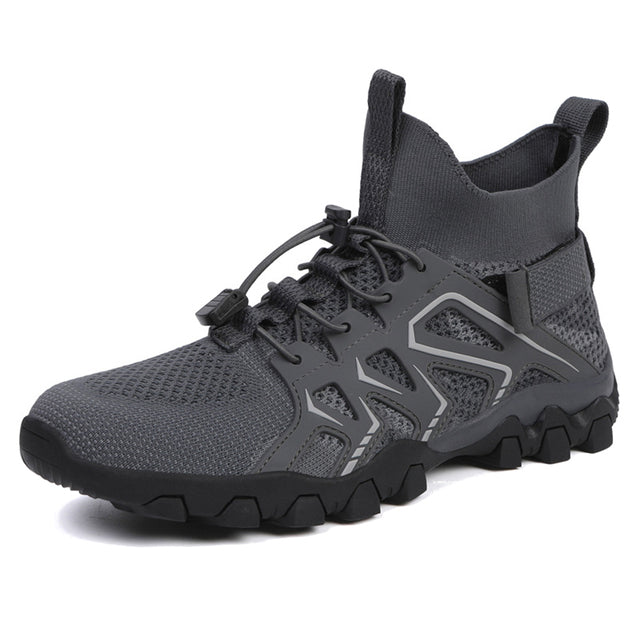 Men's hiking shoes flying woven high-top large size river tracing shoes Men's summer hiking shoes women's outdoor amphibious shoes breathable fashion