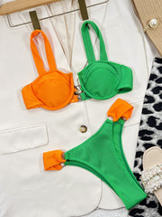 Sexy bikini bikini suit European and American style new women's clothing matching color matching strapless backless summer seaside vacation beach swim