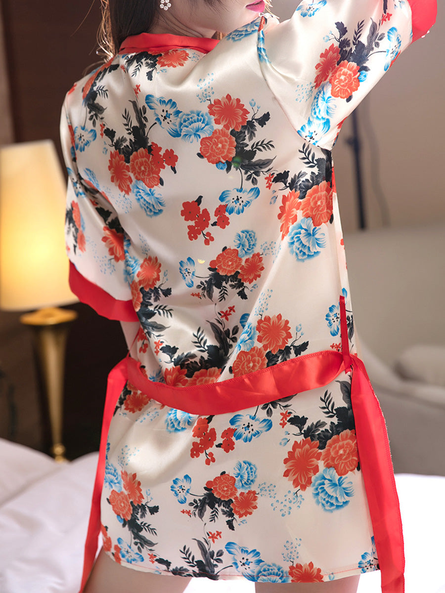 Ladies solid color  silk nightgown bathrobe