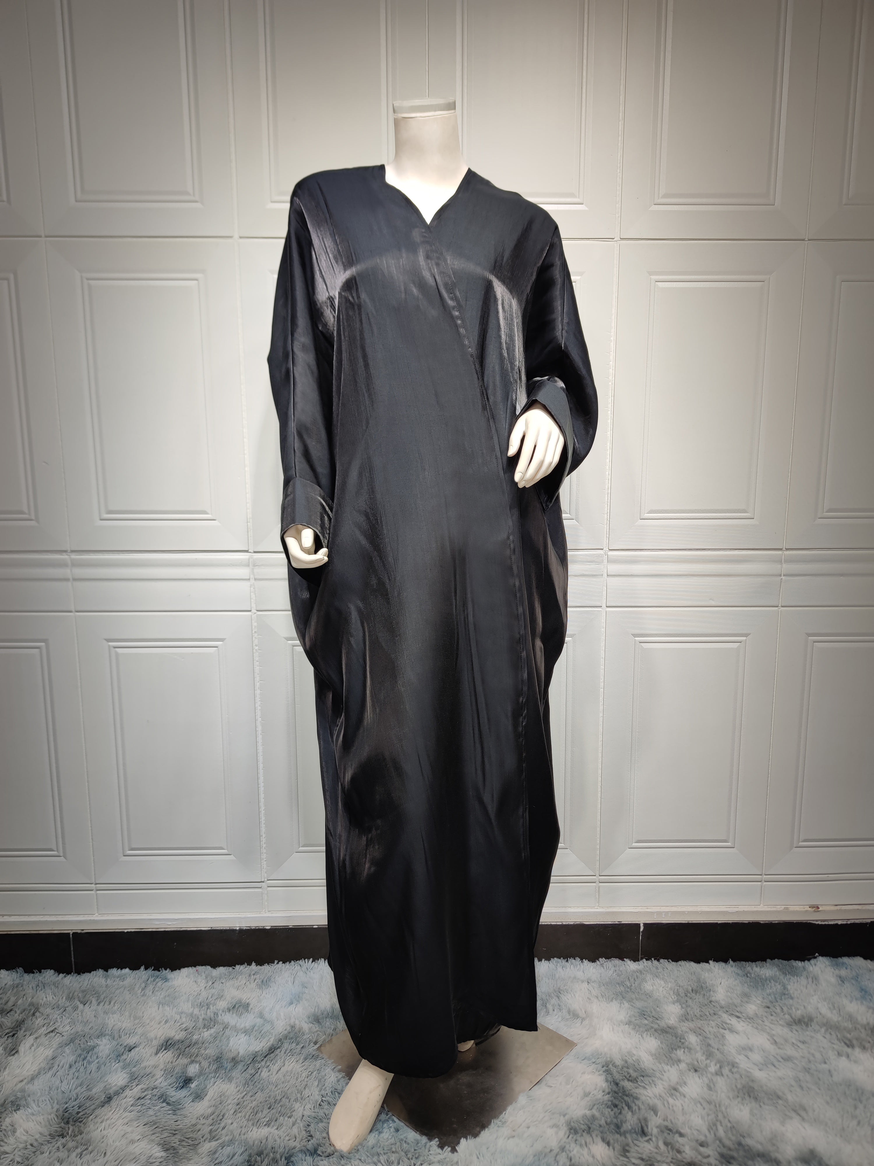 Middle East new satin bright fabric sparkling Arabian apricot Modet fashion modern Abaya Dubai fashion women's clothing