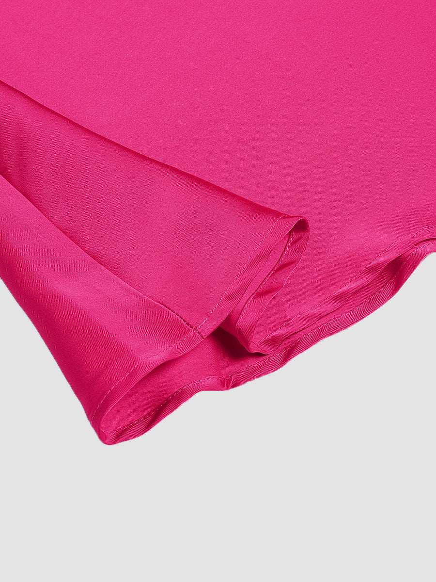 Rose Red Elegant Hot Diamond Neckline Waist  Dress