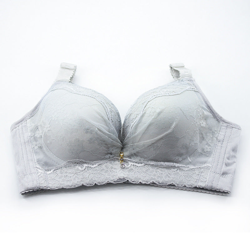 Lace, no steel ring, small chest gather bra