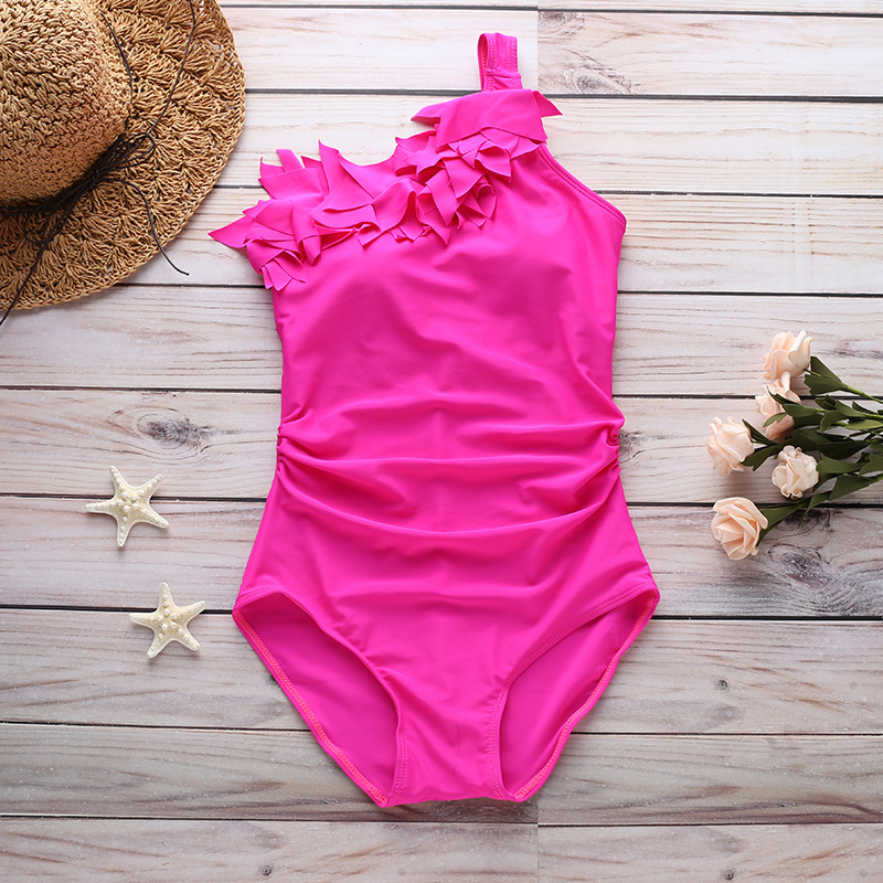 Swimwear European and American ruffled one-shoulder one-piece bikini swimsuit