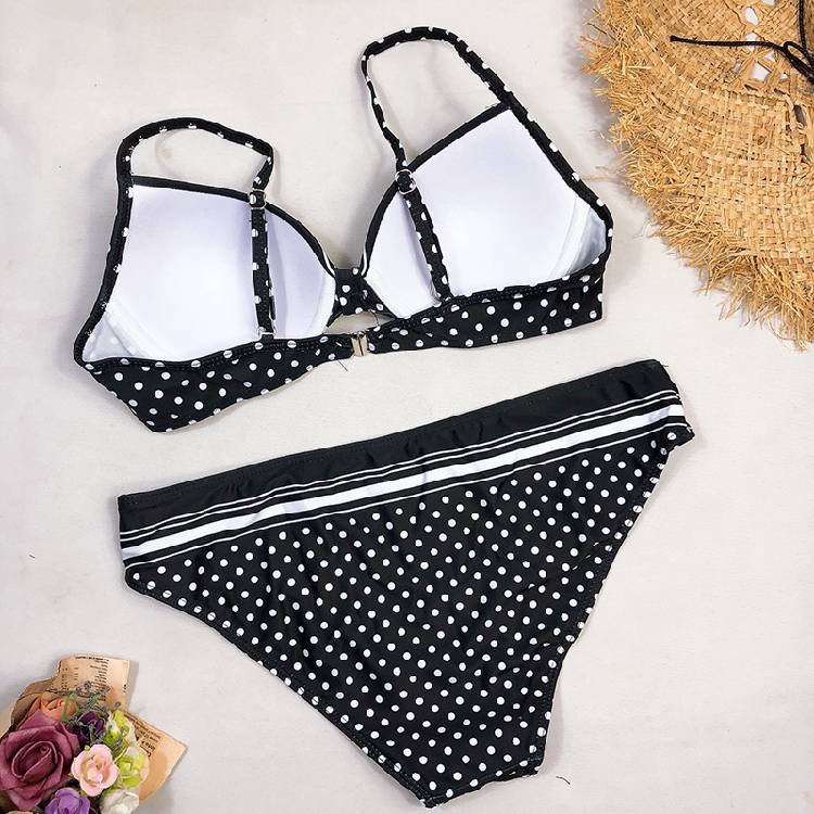 Swimwear 2021 Bikinis Black  Swimming Suit For Women Dot Polka Swimsuit Padded Push up Bikini Set
