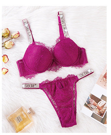 Gathering Girls Underwear Adjustable Lace Hot Diamond Bra Underwear Set