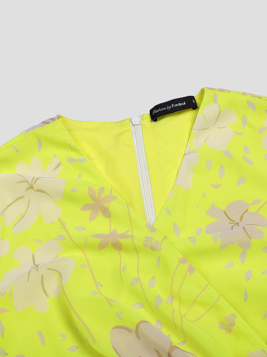 floral print chiffon dress