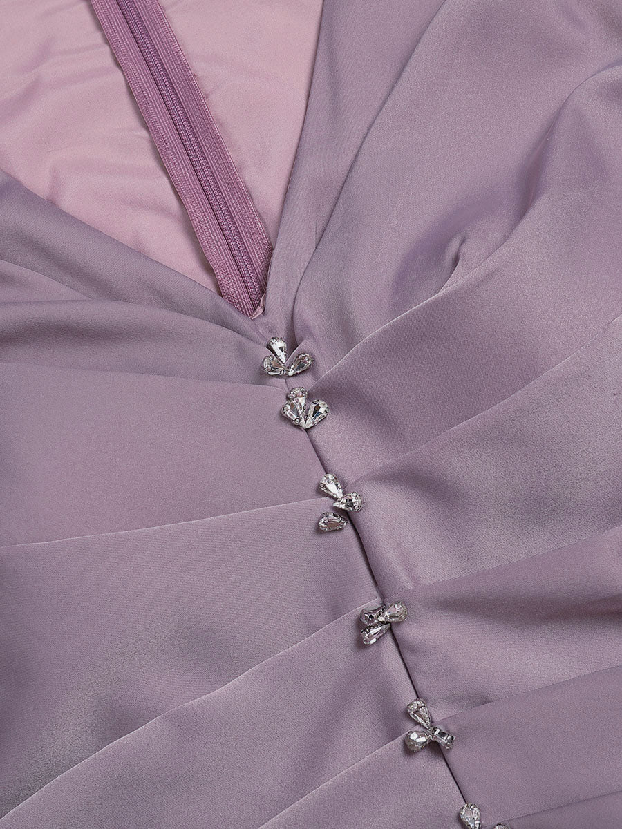 Elegant sheath wrap satin dress