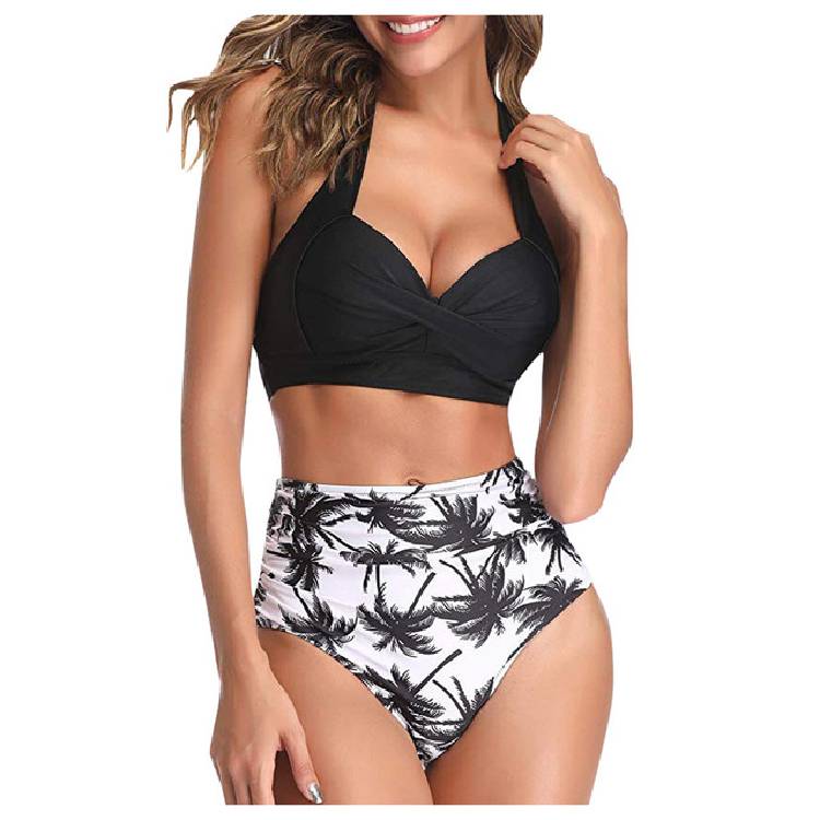 Leaf Print Bikini 2020 Female Swimsuit Women Swimwear Thong Push Up Bikinis Set High Waist Swimming Suits for Bathing Suit