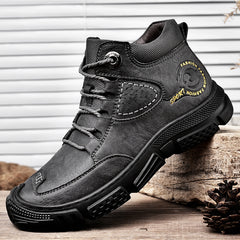 Men's outdoor tooling shoes autumn and winter  -top leather cowhide cross-country hiking hiking shoes casual short boots large size leather boots