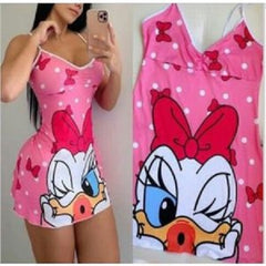 European and American home service ins wind nightdress cartoon print vest suspenders home skirt