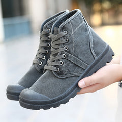 New canvas shoes mid-top men's shoes retro British casual high-top shoes men's hiking Martin boots old cloth shoes