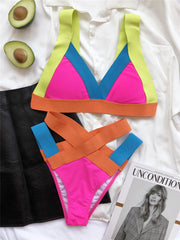 Europe and the United States new color bandage bikini sexy high-elastic hit color swimsuit triangle bag swimsuit