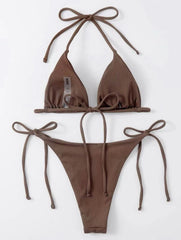 2023 European and American new sexy three-point small pit strip split swimsuit bikini bikini