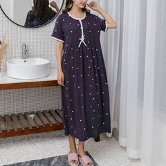 Women's Pajamas Cotton Short Sleeve Underwear Polka Dot Pajamas Women's Pajamas Homewear Nightgown Plus Size Nightdress 3y7