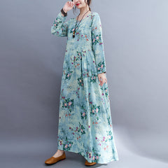 Middle-aged fat mother clothing 180 jin plus fat plus size dress retro print long skirt temperament women's skirt