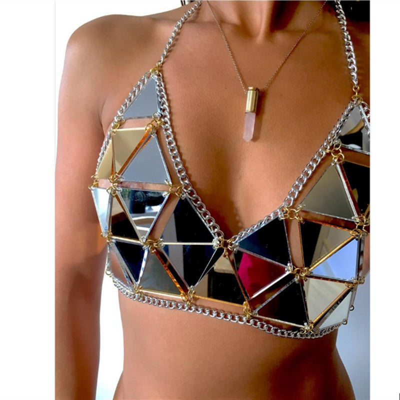 New fashion nightclub acrylic paillette triangle stitching bikini