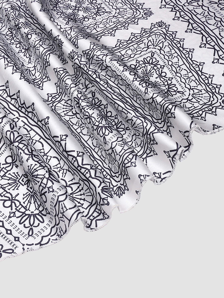 Elegant off-the-shoulder fashion print tie dress