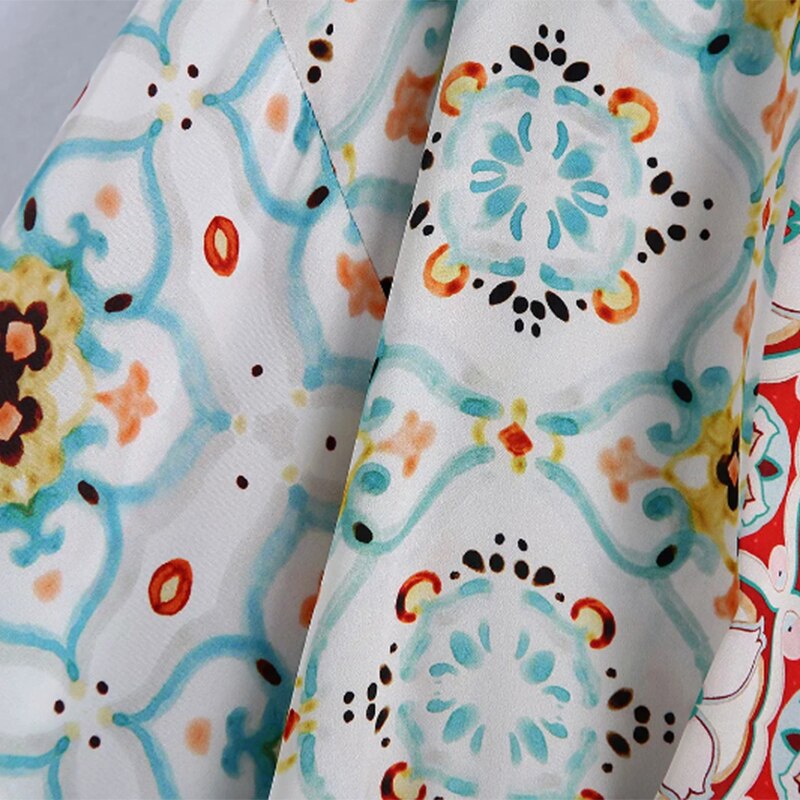 فستان بوهو ستايل قصير مطبوع عليه زهور نصف كم وياقة مقلوبة فساتين أنيقة على شكل حرف A فساتين نسائية أنيقة غير رسمية 