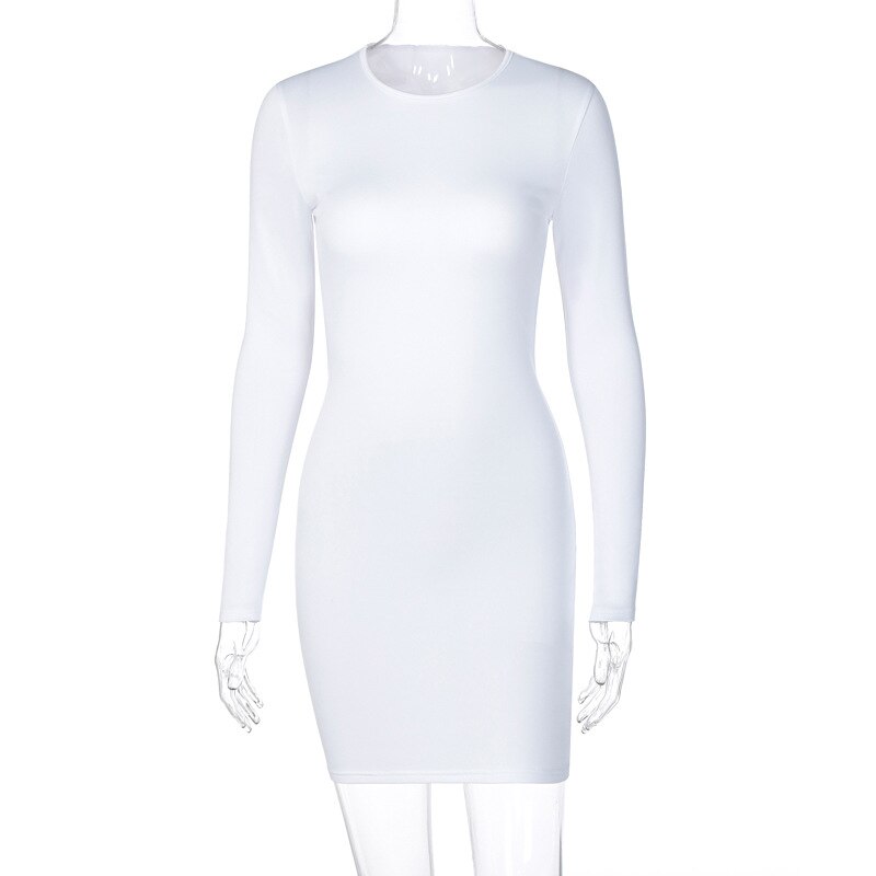 Dulzura Hollow Out Chain Women Long Sleeve Mini Dress Bodycon Sexys Streetwear Party Elegant 2020 Autumn Winter Club Solid Slim