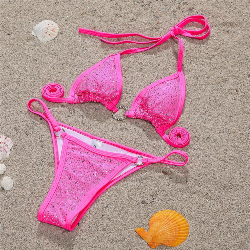 European and America new sexy bikini diamond-encrusted women's swimsuit split swimsuit