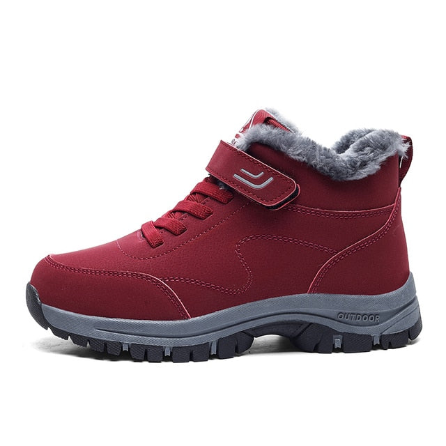 Winter 2023 Waterproof Plush Leather Boots Ladies Hunting Hiking Shoes Lace Warm Hiking Hiking Boots Botas Mujer Platform Boots