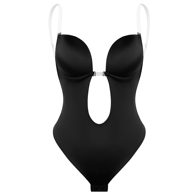 European and American one-piece deep V open back body shaping jumpsuit U Plunge Bodysuit Shapewear