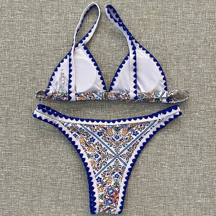 New Vintage Printed Bikini Women Swimsuit Female Swimwear Two pieces Bikini set High cut Bather Bathing Suit Swim Lady