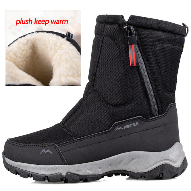 Outdoor men's large size snow boots thickened ski boots cold and windproof cotton boots hiking boots