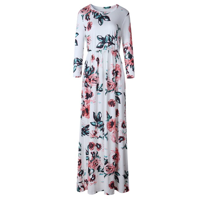 AECU Women Summer Long Dress Floral Print Boho Beach Dress Tunic Maxi Dress Women Sundress Vestidos De Festa XXXL 2021