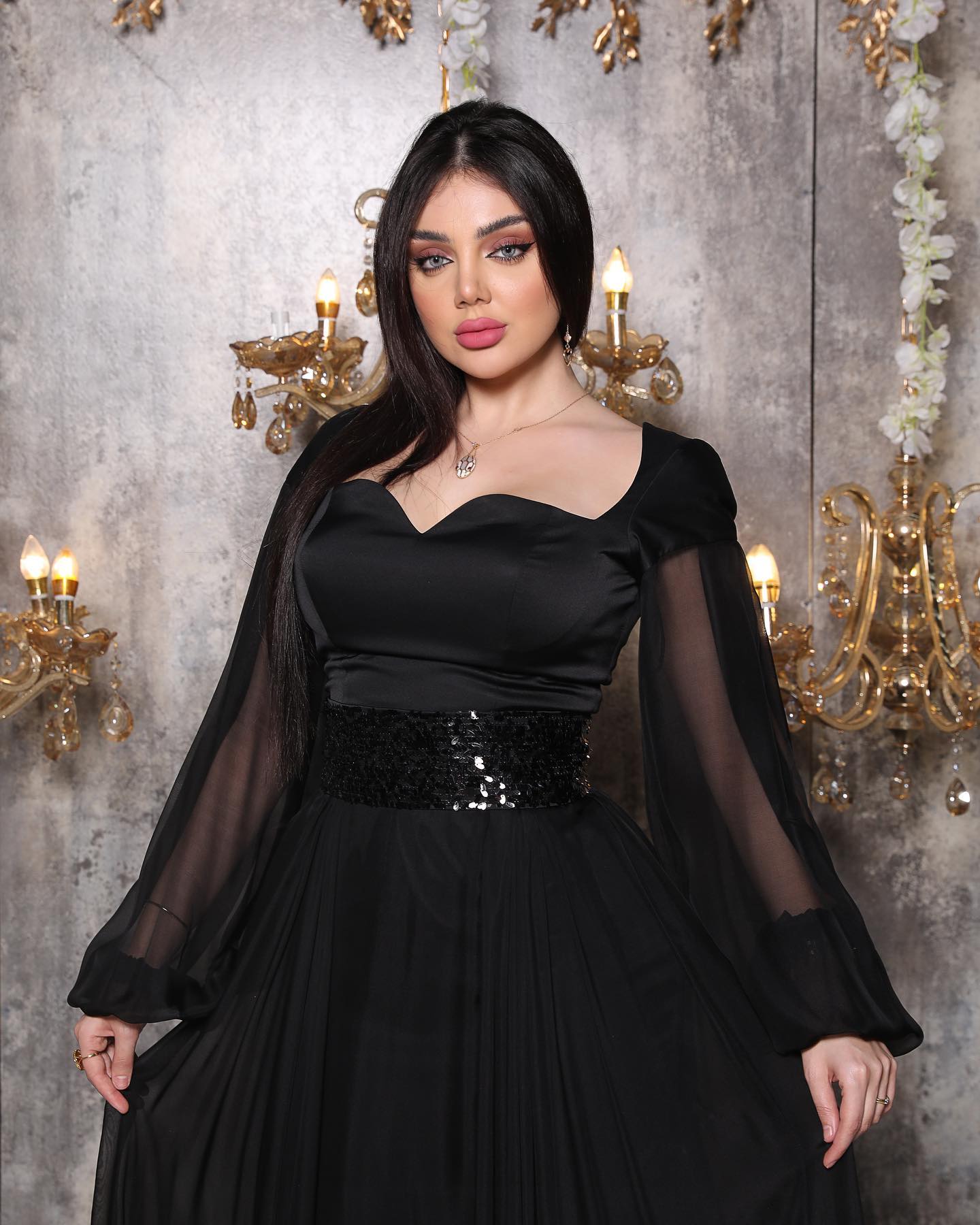 elegant chiffon waist dress