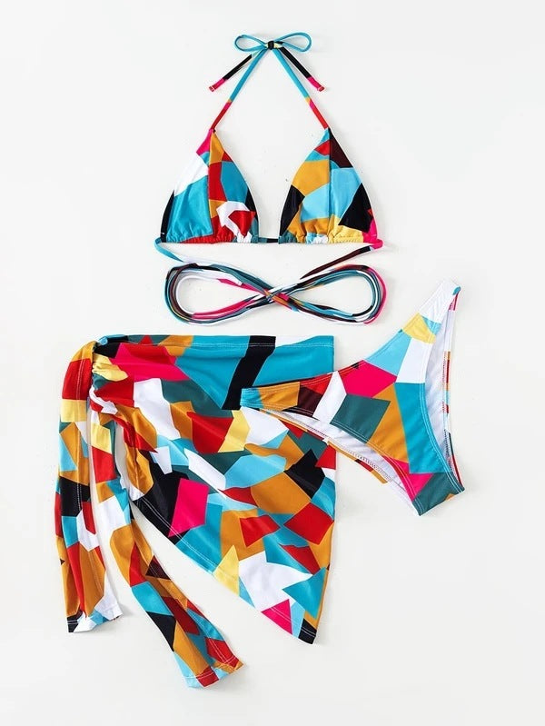 European and American swimwear new European and American bikini three-piece women's swimsuit bikini