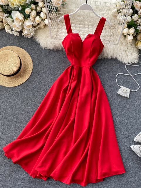 Summer Robe 2023 Dress Women V Neck Long Party Dress Sexy Tank Top Backless Suspenders Women's Holiday Tank Top