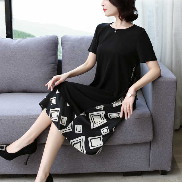 فستان نسائي أنيق جديد موديل 2023 بخياطة من الشيفون فستان نسائي صيفي غير رسمي برقبة دائرية 5*3 