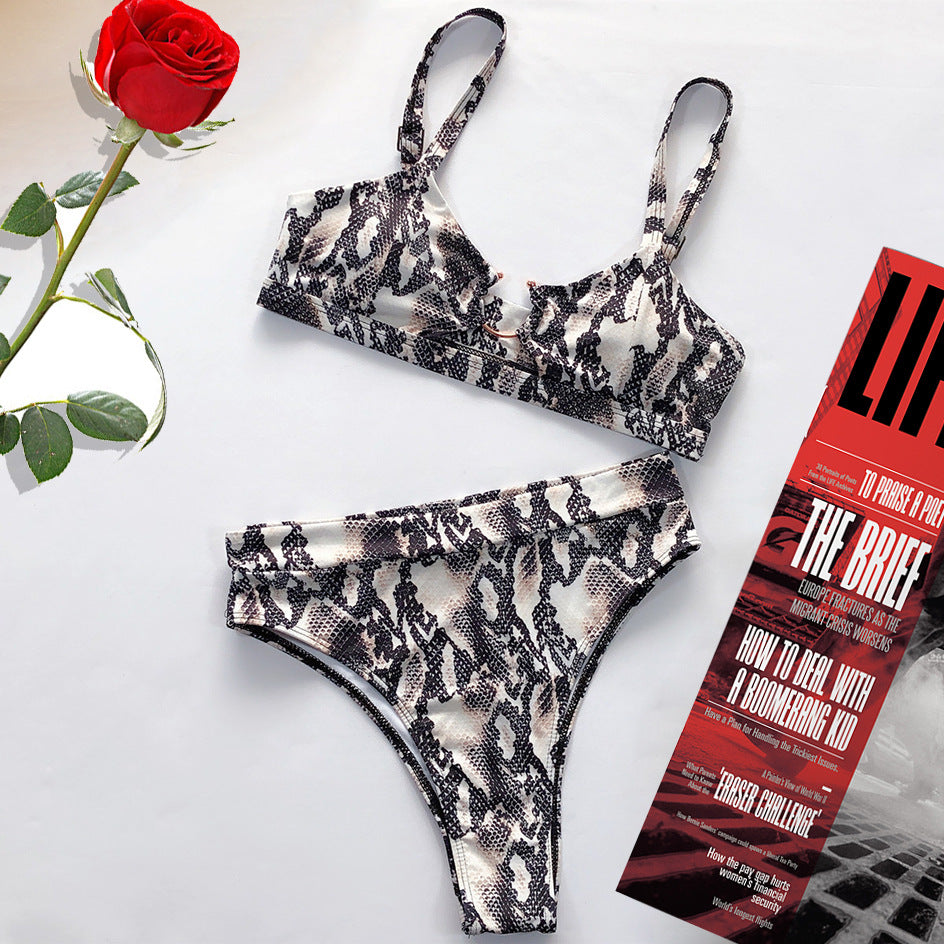 مثير المرأة عالية الخصر بيكيني ملابس السباحة العصابة ثونغ البرازيلي بيكيني مجموعة ملابس السباحة