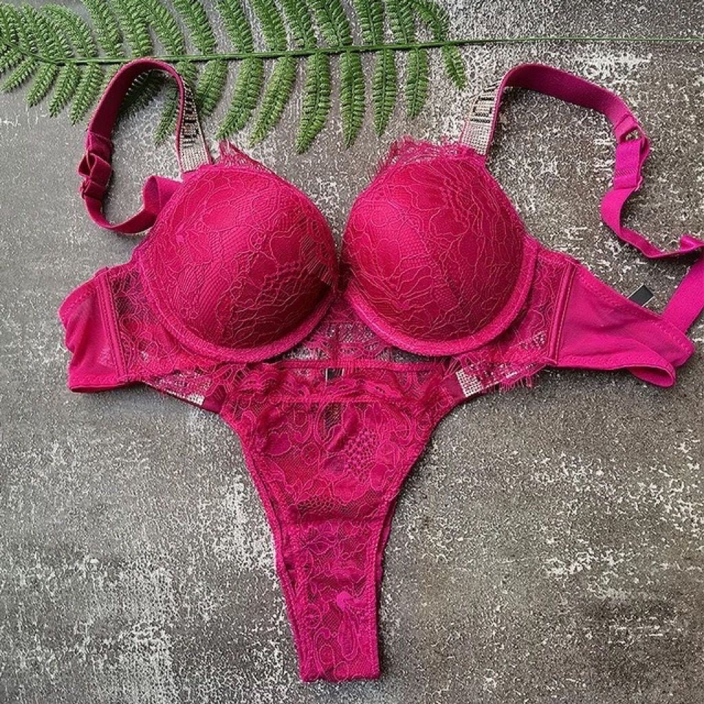 Gathering Girls Underwear Adjustable Lace Hot Diamond Bra Underwear Set