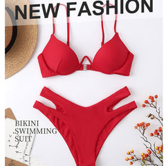 Womens bikini, red bikini for women, cupshe, triangle bikini top