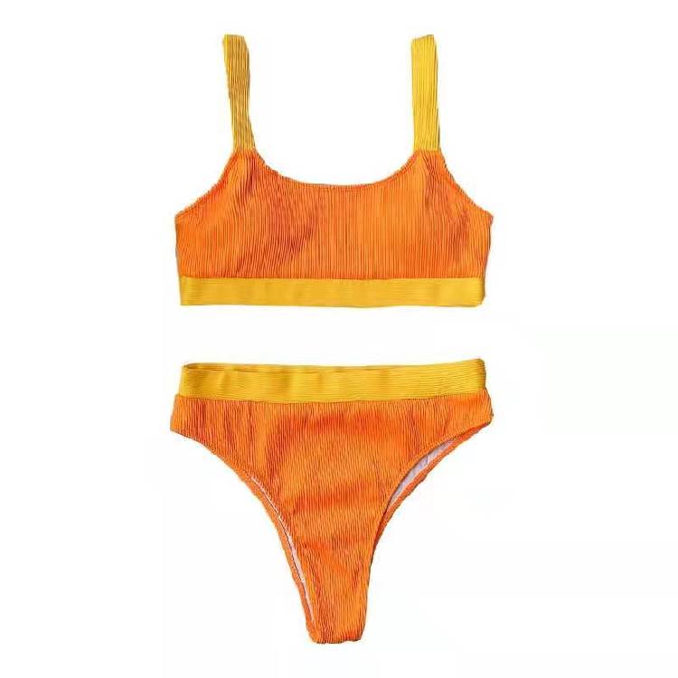 New bikini swimsuit  ladies vest type pure color beach hot spring vacation
