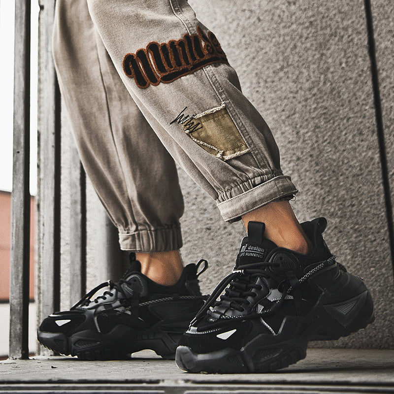 European station 2021 new men's shoes fashion thick-soled old shoes breathable mesh casual sports shoes shock absorption wear-resistant running shoes