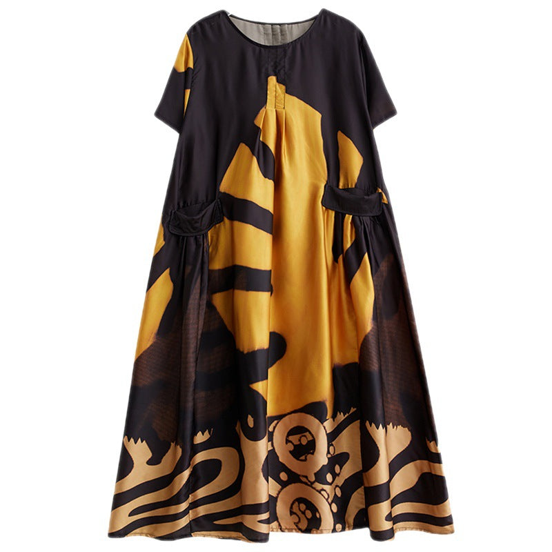 Plus-size women's clothing 2023 summer new fashion fat MM dress Korean version   mid-length skirt
