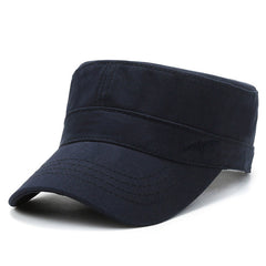 Fashion Military Cap Men Cotton Flat Top Hat Solid Color Outdoor Casual Sun  Hat Fashion Baseball Cap sunshade cap Vintage dad hat