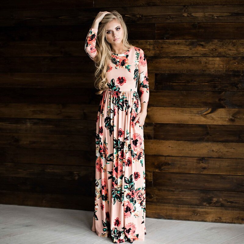 AECU Women Summer Long Dress Floral Print Boho Beach Dress Tunic Maxi Dress Women Sundress Vestidos De Festa XXXL 2021