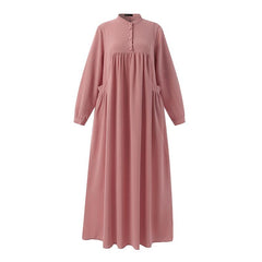 ZANZEA Women Muslim Shirt Dresses Abaya Kaftan Solid O-Neck Long Sleeve Vintage Long Dress Fashion Holiday Casual Loose Ladies Vestido Plus Size