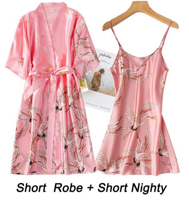 Women Rayon 2PCS Robe Set Bride Bridesmaid Wedding Robe Gown Lace Sexy Kimono Bathrobe Night Dress Casual Nightgown Sleepwear