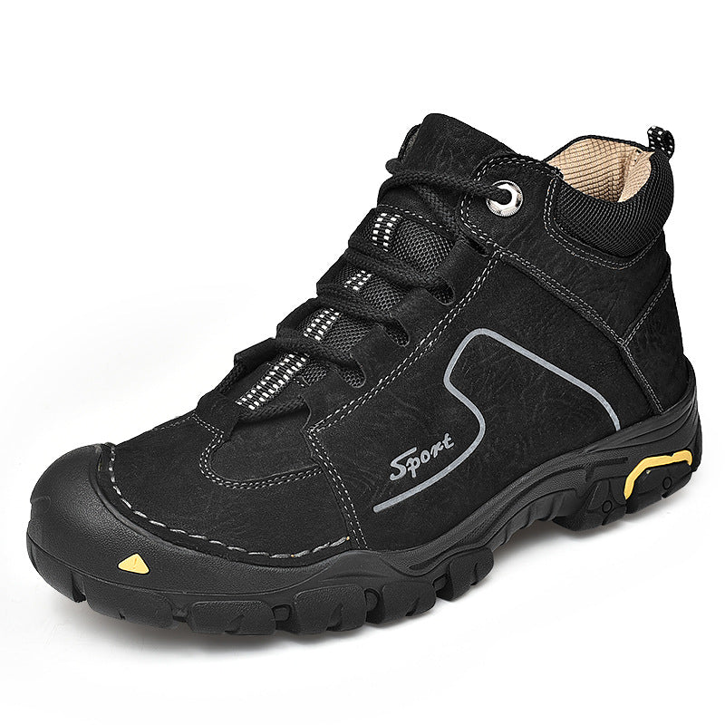 Large size 4546 first layer cowhide men's hiking shoes, men's autumn and winter warm shoes, waterproof and non-slip outdoor shoes